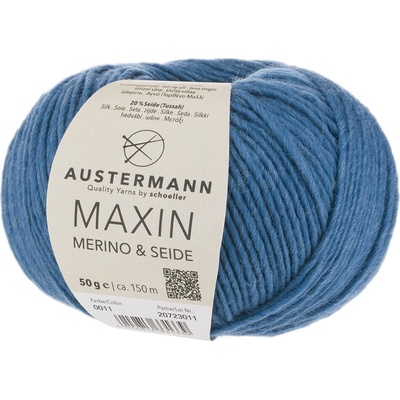 Austermann MAXIN Merino & Seide - 80% merino vlna, 20% hedvábí - Ručně pletací příze Barva: 011 SEA BLUE