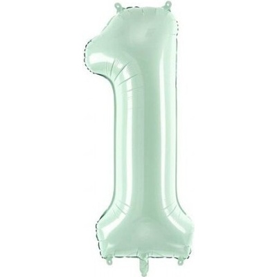 PartyDeco Fóliový balón narozeninové číslo 1 pastelově zelený 72 cm