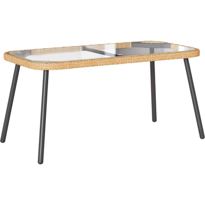 vidaXL Масичка за кафе Кафяв и черен 90 x 45 x 43 см полиратан (4108268)