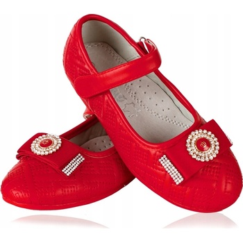Apawwan baleríny s mašličkou elegantné zirkóny kožená vložka červené