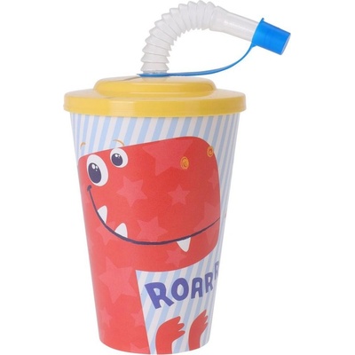 HRNČEK NA PITIE plast so slamkou 4ass