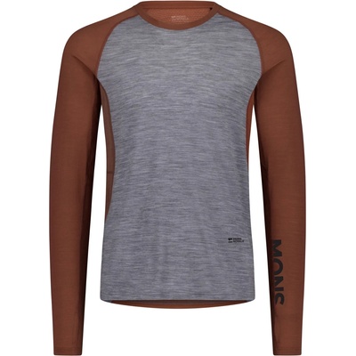 Mons Royale Мъжко мериносово термобельо Mons Royale Temple Merino Long Sleeve Merino base layer - Cinnamon / Grey Heather (015-2332-0213)