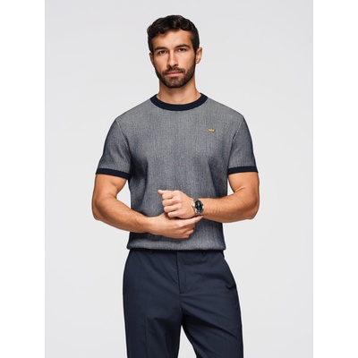 Ombre Clothing Мъжка тениска от структуриран памучен трикотаж - тъмносиньо V2 OM-TSCT-0265 Ombre Clothing Ombre Clothing | Sin | МЪЖЕ | M