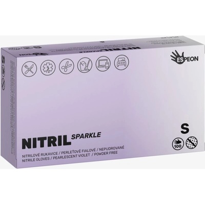 Espeon Gloves Nitril Sparkle Pearlescent Violet нитрилни ръкавици без пудра размер S 2x50 бр