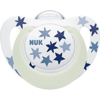 Nuk Силиконова залъгалка NUK - Star Night, 18-36 месеца, Сини звезди + кутийка (10739749-Сини звезди)