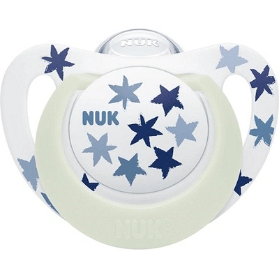 Nuk Силиконова залъгалка NUK - Star Night, 18-36 месеца, Сини звезди + кутийка (10739749-Сини звезди)