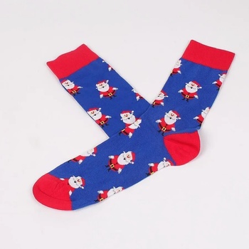 Image 1 of Сини мъжки чорапи с картинки на Дядо Коледа