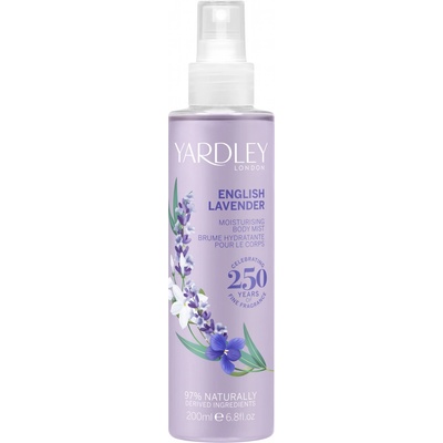 Yardley Anglická levandule Tělová mlha pro osvěžení během dne, 200 ml
