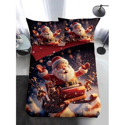 EmonaMall Двулицево коледно спално бельо, размер за приста (реално изображение) EmonaMall, 4 части - Модел S18765 (S18765-6666d4)