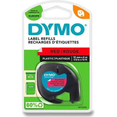 Dymo Letratag S0721630 - originální plastová páska - červená, 12 mm x 4 m