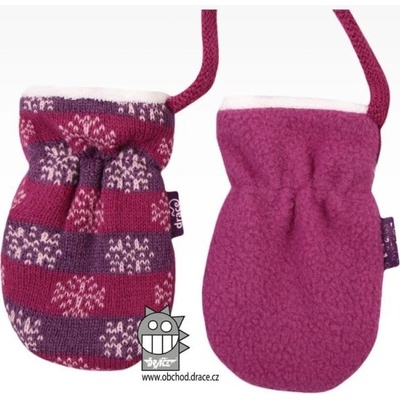 Dráče Rukavice kojenecké pletené vzor vločky růžovo-vínová