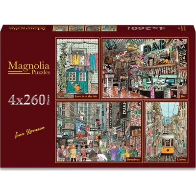 Magnolia - Puzzle 4x260 Inna Korneeva: Love is in the Air, Bar Broadway, Lizbon - 260 piese