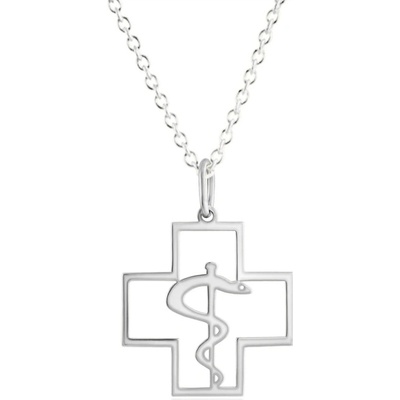 Gemmax Zlatý řetízek s přívěskem aeskulapova hůl z bílého zlata GUSWN-24571-39271