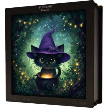 WoodMix Puzzles Дървен пъзел WoodMix, Котки, 200 части - Котето на магьосника (WM-C-0007)
