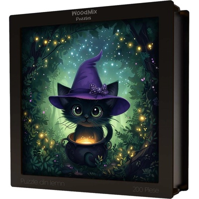 WoodMix Puzzles Дървен пъзел WoodMix, Котки, 200 части - Котето на магьосника (WM-C-0007)