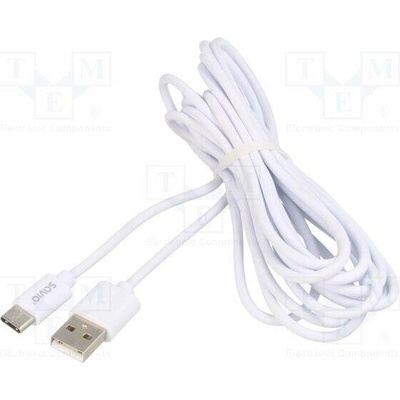 Savio CL-168 USB 2.0, USB A vidlice,USB C vidlice, 3m, bílý