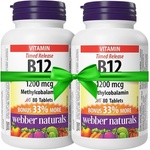 Webber Naturals Vitamin В12, 1200 mcg, 2 x 80 таблетки с удължено освобождаване, Webber Naturals (66923 WN)