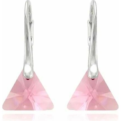 Swarovski Elements Xilion Triangle krystal 8 mm Stříbrné náušnice visací růžový trojúhelník 39174.2