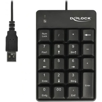 DELOCK Клавиатура Delock, Цифрова, USB, 19 клавиша, Черен (del12481)