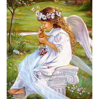 Norimpex diamantové maľovanie Anjel s mačkou 30 x 40 cm