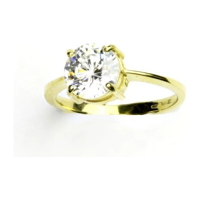 Čištín Zlatý žluté i bílé zlato prstýnek s čirým zirkonem T 1357