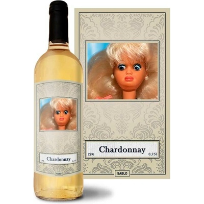 Sablio WTF Barbie - Meme Barbie Chardonnay biele suché víno 12 % 0,75 l (čistá fľaša)