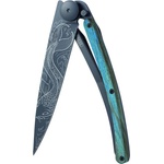 DEEJO 1gb145 tattoo black blue beech / Ултралеко джобно ножче с дръжка от синьо буково дърво (1gb145)