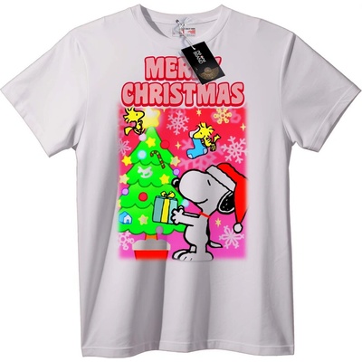 NOONEBRAND Тениска Весела коледа с Snoopy - 2XL, Black