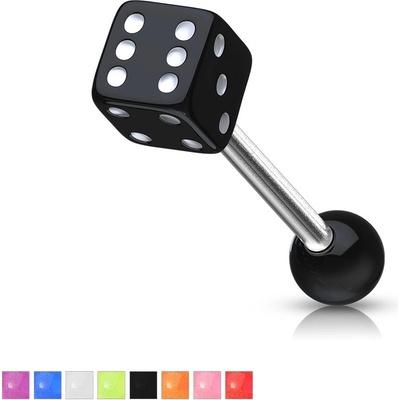 Šperky Eshop piercing do jazyka hrací kostka C15.9 světlá zelená G