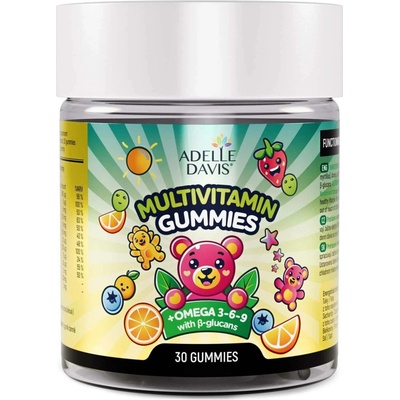 Adelle Davis MULTIVITAMIN GUMMIES + OMEGA 3,6,9 želatinové medvídci, příchuť pomeranč 30 ks
