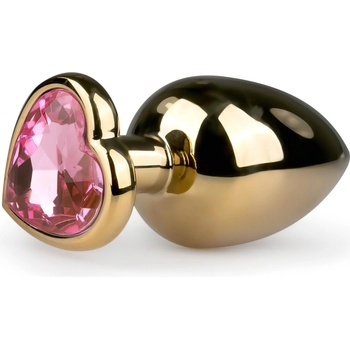 EasyToys Metal No. 8 - анален плъг със сърце основа - златно-розов (3, 5см)