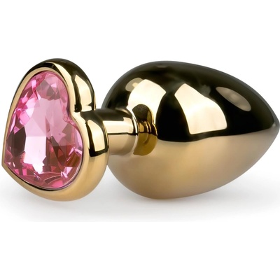 EasyToys Metal No. 8 - анален плъг със сърце основа - златно-розов (3, 5см)