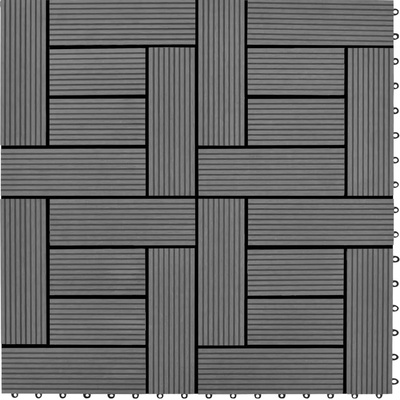 vidaXL 22 бр декинг плочки, 30x30 см, 2 кв. м. , WPC, сиви (277799)