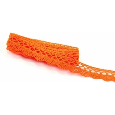 Bavlnená paličkovaná čipka - oranžová - šírka 1,6 cm