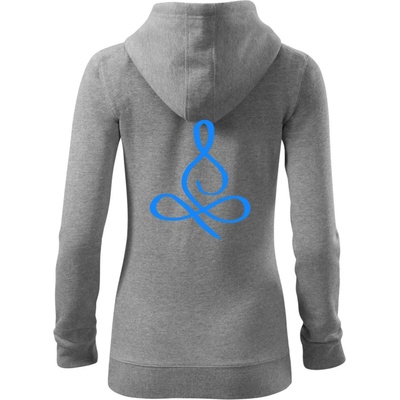 Yoga lotus modrý Moňas dámská mikina trendy zipper s kapucí Tmavě šedý melír – Zboží Mobilmania