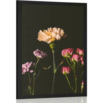 Plakát elegantní květiny na tmavém pozadí - 30x45 black