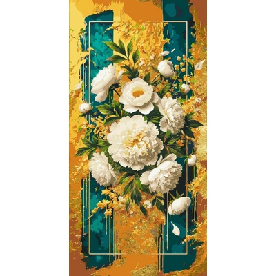 Origami Malování podle čísel na rámu 40 x 80 cm Zářivé květiny s metalickými barvami LW 5110