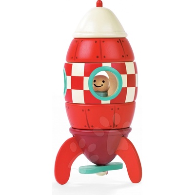 Janod skládačka ze dřeva Kit Magnet raketa 05207 červená