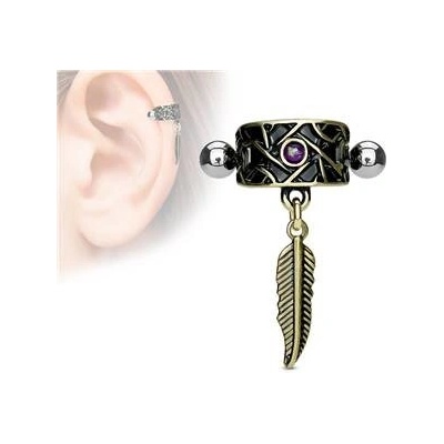 Šperky4U cartilage piercing do ucha peříčko CP1026