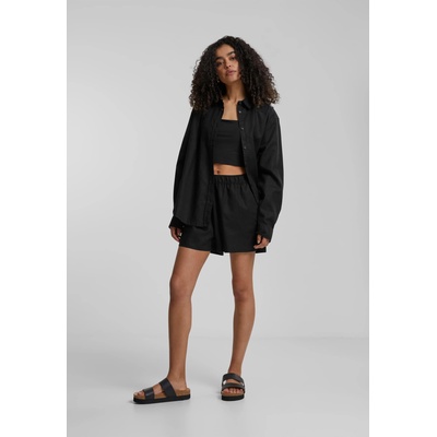 Urban Classics Дамски къси панталони в черен цвят Urban Classics Ladies Linen Mixed Boxer ShortsUB-TB6848-00007 - Черен, размер XS
