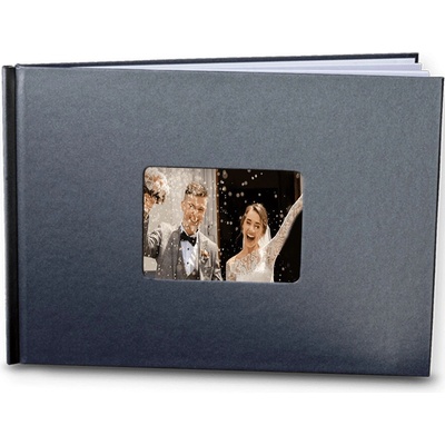 Akce na fotoknihy. Desky A4 na šířku v antracit barvě. Fotokniha do 24hod - motiv svatební krajka