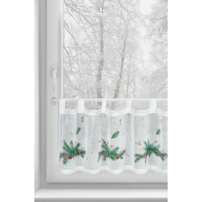 Takoy Vitrážová záclona 150x30 cm biela s potlačou ihličia-HF-473442 | 150 x 30 cm