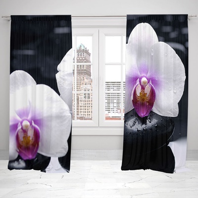 IMPAR Závěsy Bílá orchidej (Rozměr : 140x250, Materiál: Blackout)