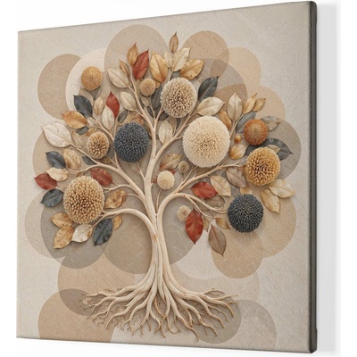 Obraz na plátně - Strom života BOHO Dotek země FeelHappy.cz Rozměr (Šířka/Výška): 60 x 60 cm