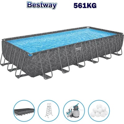Bestway Басейн с метална конструкция 732x366x132 см Bestway 561KG с филтърна помпа, стълба, покривало (56199)