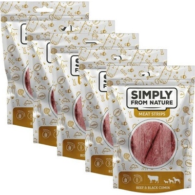 SIMPLY FROM NATURE Meat Strips Hovädzie stripsy s černuchou pre psov 5x 80 g