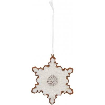 Clayre & Eef Závěsná dekorace perníková vločka Frosted Ginger - 9*1*10 cm