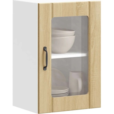 vidaXL Кухненски стенен шкаф със стъклена врата Lucca дъб сонома (853770)