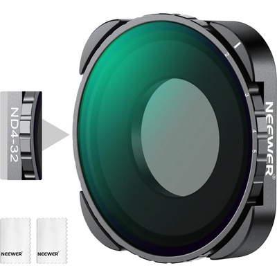 NEEWER Variable ND filter, compatible with GoPro 13 12 11 10 9, ND4-32 2-5 Stop, screw-on gray filter with multi-coated HD optical glass, slim frame, 2 cleaning cloths, no X pattern - FL-C04