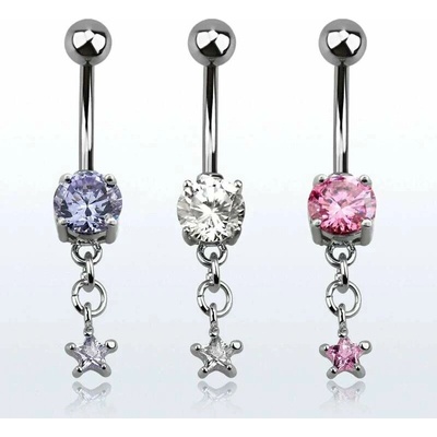 InfinityPierce Piercing do pupíku s kamínkem a řetízkem zakončený hvězdičkou MCDZ585
